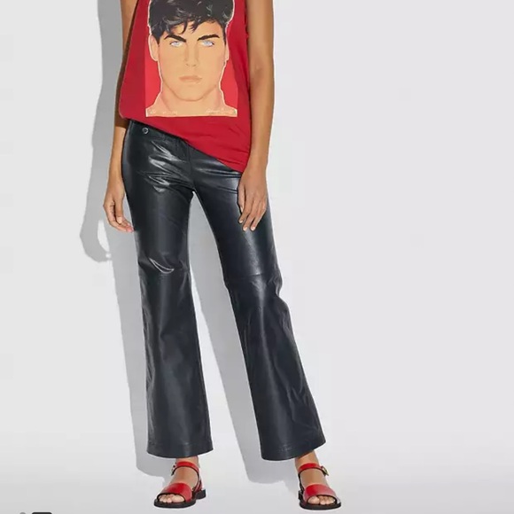 Coach Leather Pants Navy Blue - Picture 2 of 6